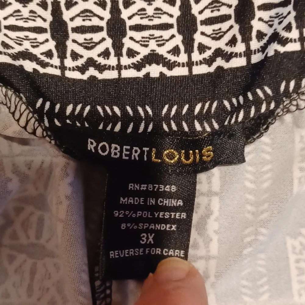 Robert Louis Black and White Geometric Wide Leg Pants Size 3xlarge - Picture 2 of 3